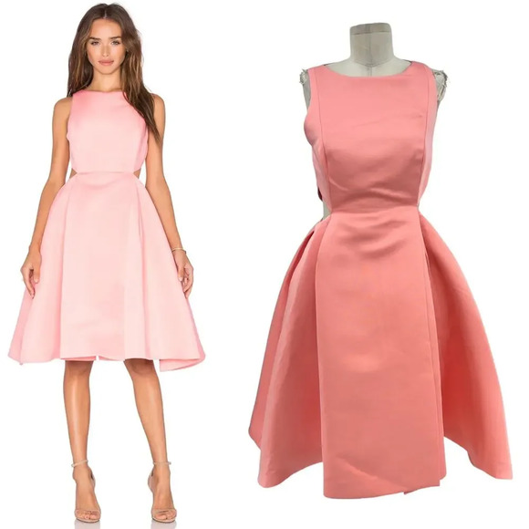Halston Heritage Cut Out Dress Parfait Pink‎ Fit & Flare Size 6 - Picture 1 of 16
